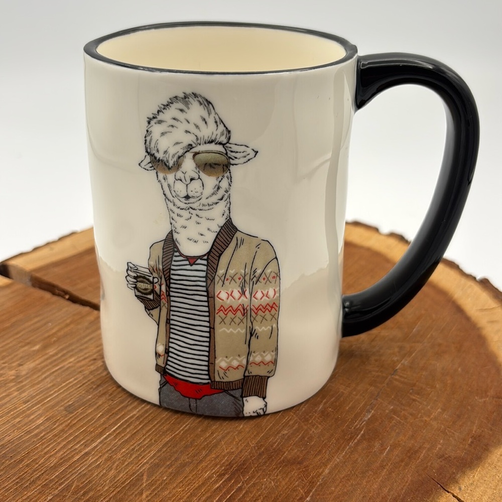 Signature Housewares Hipster Animal‎ Llama Coffee Mug with Cardigan & Sunglasses